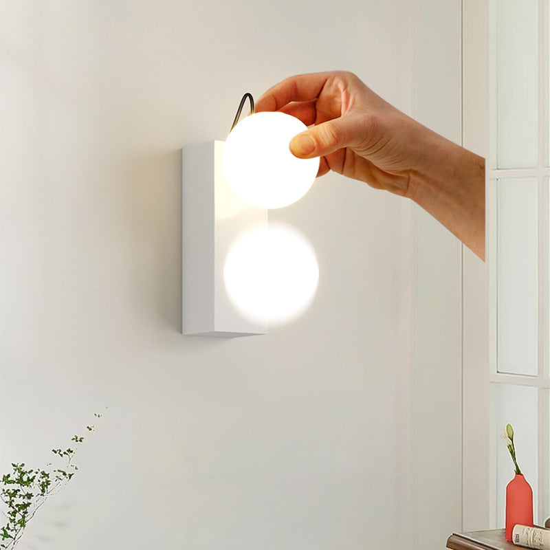 Cream Iron Cuboid Displaceable Wall Lamp