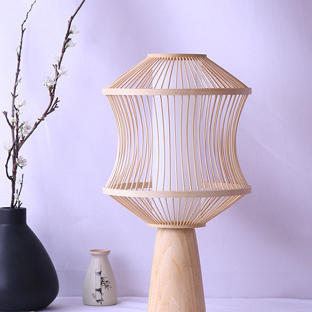 Bamboo Weaving Geometric Cage Table Lamp