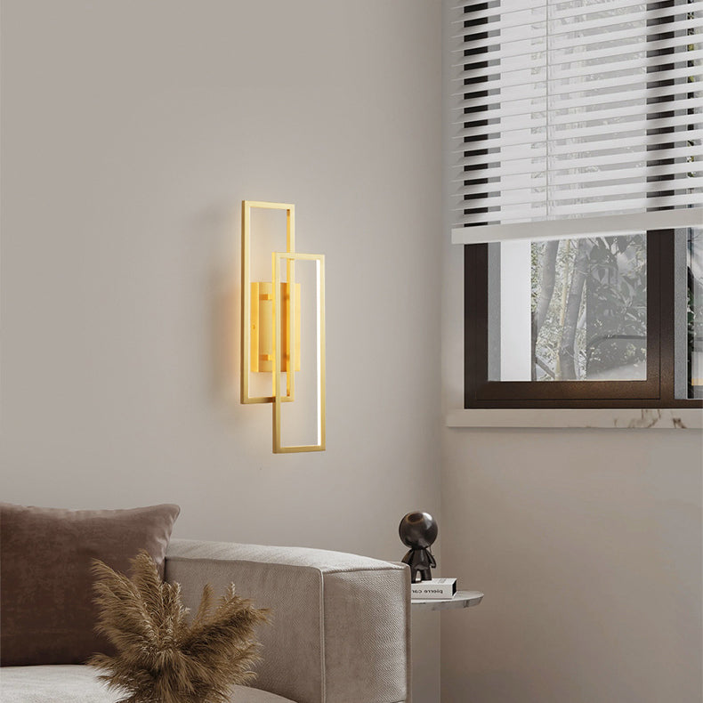 All Copper Rectangular Geometric Wall Lamp
