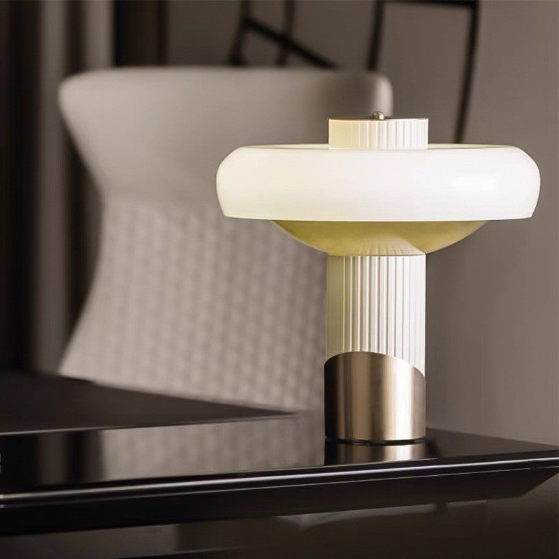 Round Cylinder Metal Glass 2-Light Table Lamp