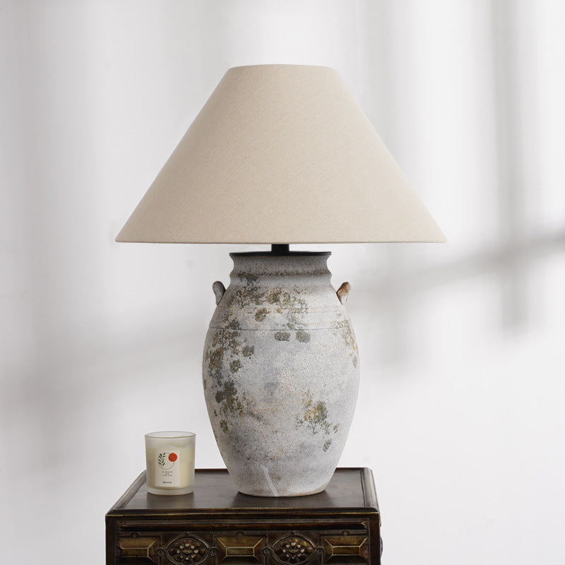 Ceramic Fabric Metal Conic Table Lamp