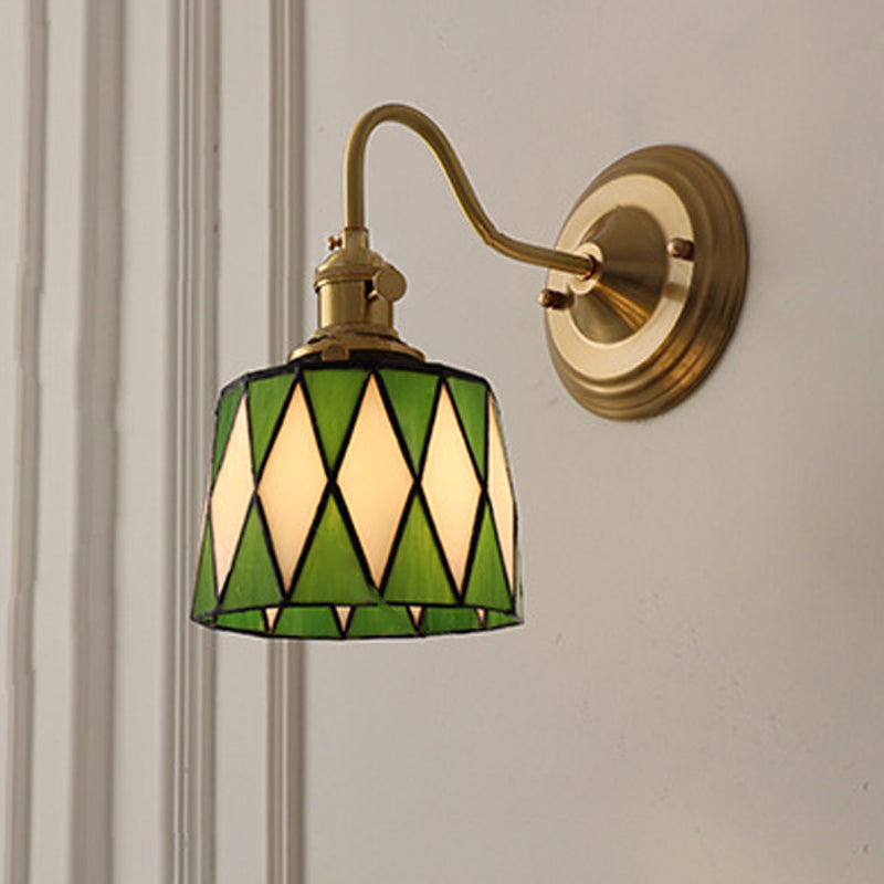 Round Copper Glass Living Wall Lamp
