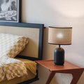 Round Cylinder Rattan Mesh Table Lamp