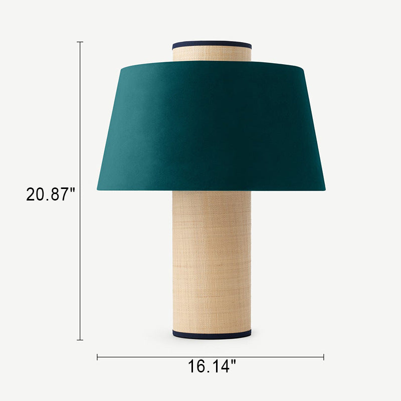 Fabric Drum Column Dark Table Lamp
