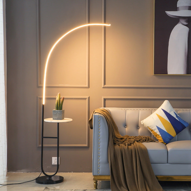Arc Aluminum Strip Marble Floor Lamp
