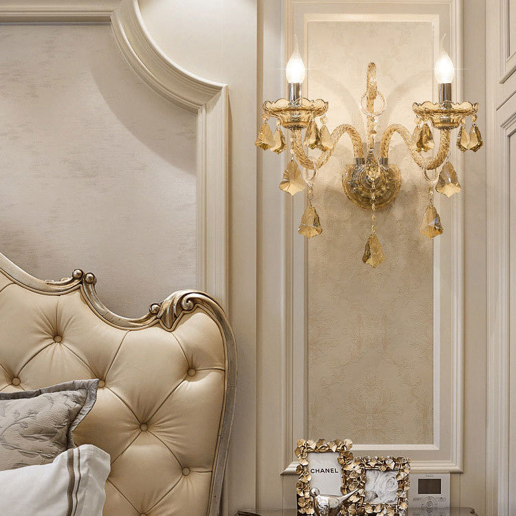 Glass Crystal Candelabra Hardware Wall Lamp
