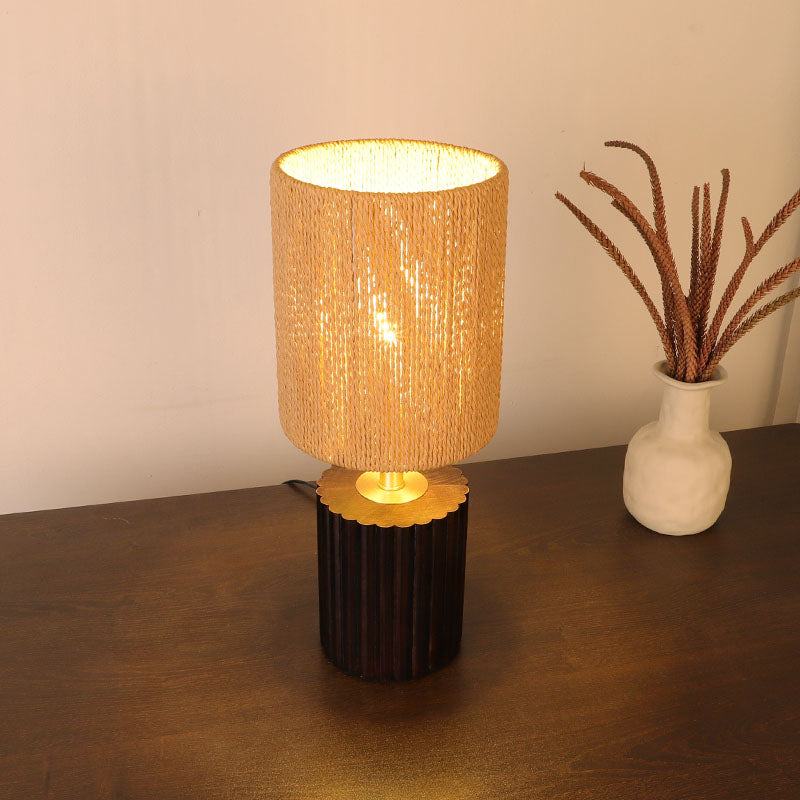 Column Wood Paper Rope Table Lamp