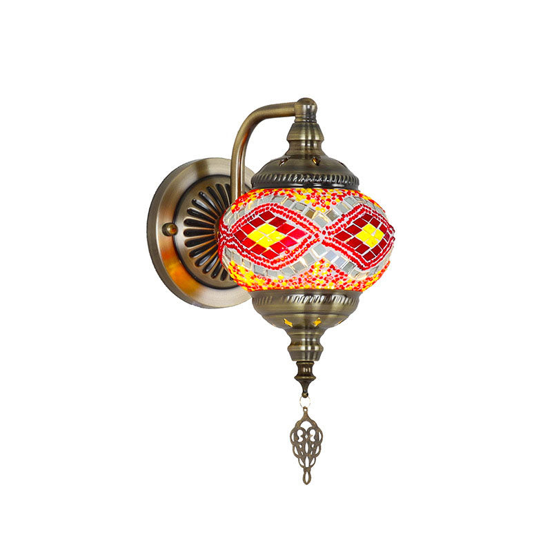 Iron Glass Mosaic Globe Wall Lamp