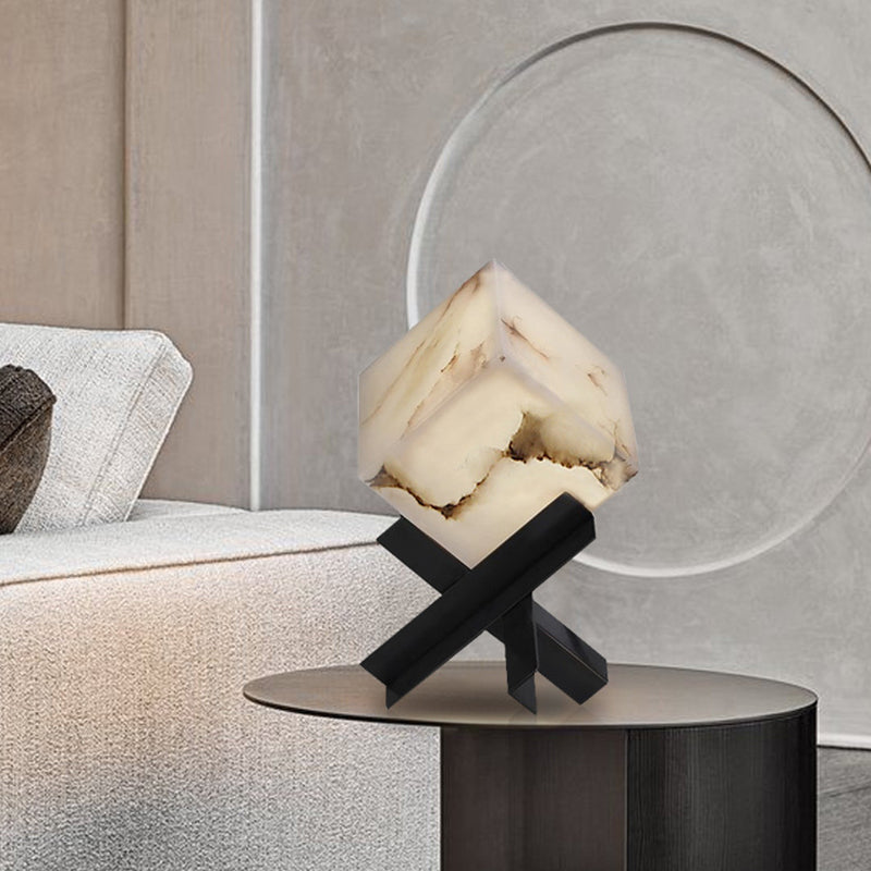 Textured Square Stainless Steel Table Lamp
