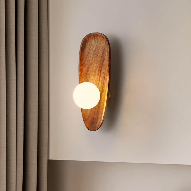 Zen Walnut Glass Ball Wall Lamp