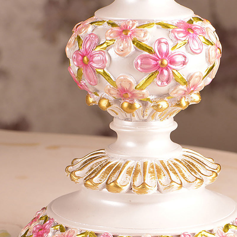 Sculpted Floral Resin Iron Table Lamp