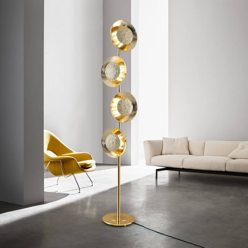 Gold Circles Disc Long Floor Lamp