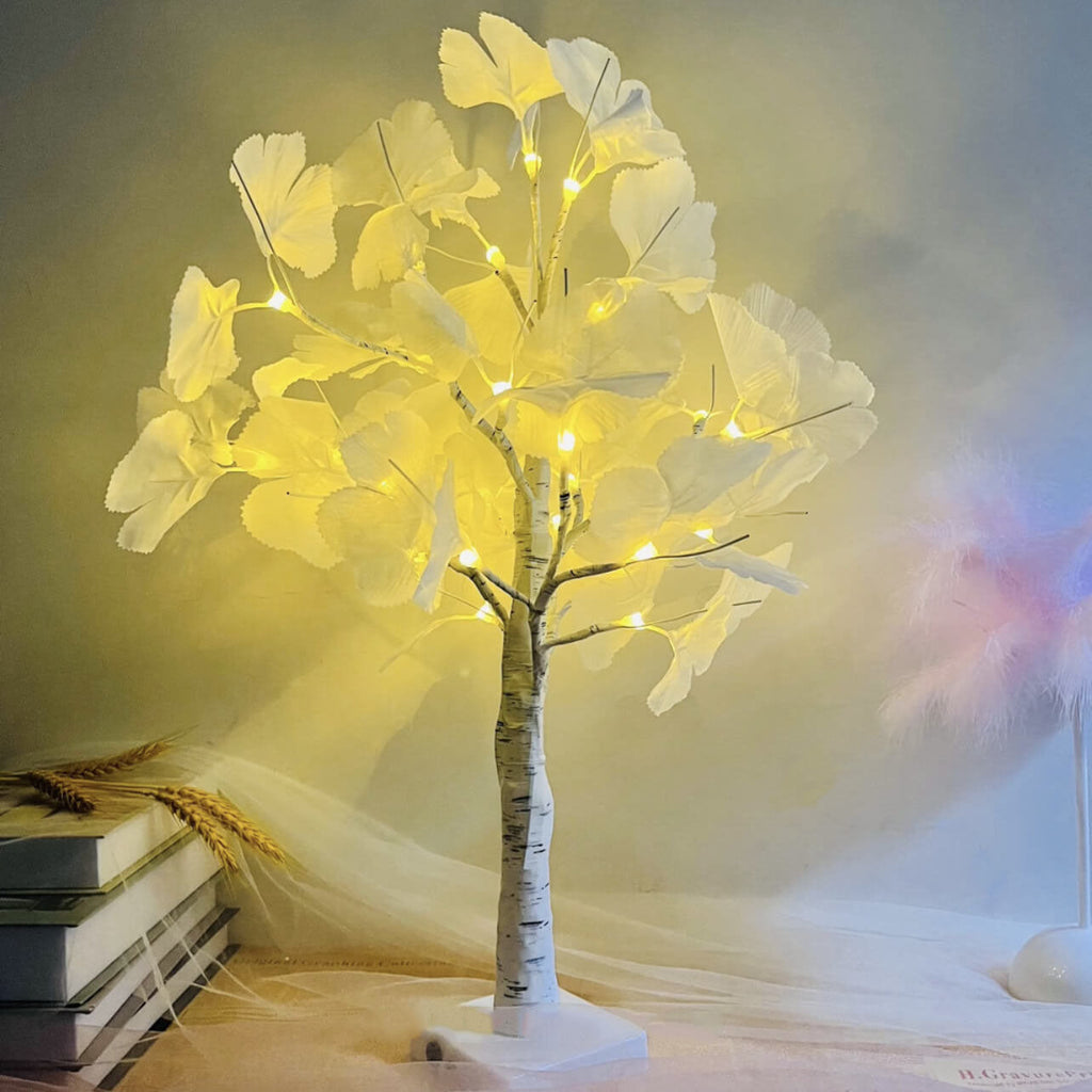 Christmas Lighted Ginkgo Tree Table Lamp