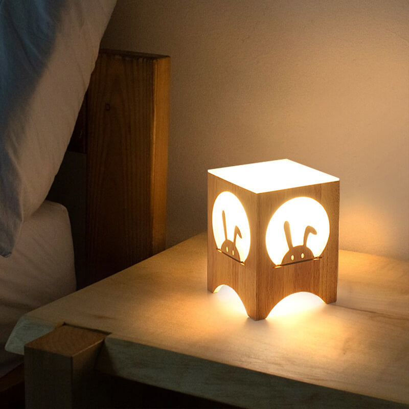 Harajuku Solid Wood Hollow Table Lamp