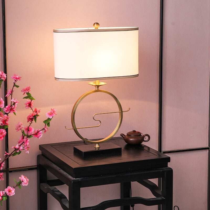 Brass Ring Fabric Table Lamp