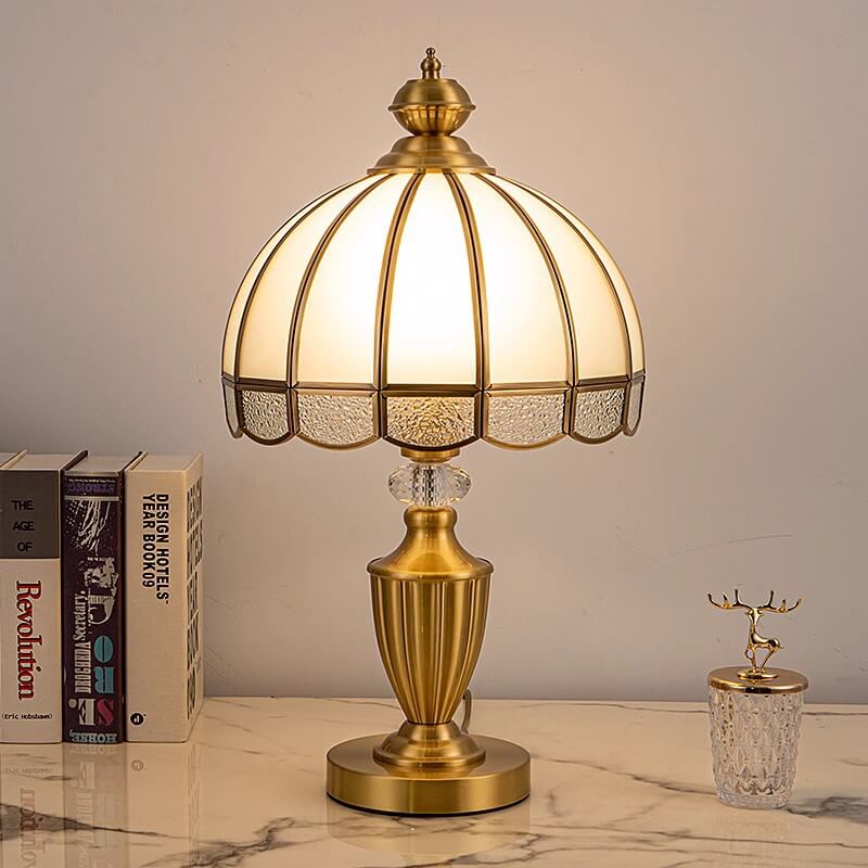 Brass Water Pattern Glass Table Lamp