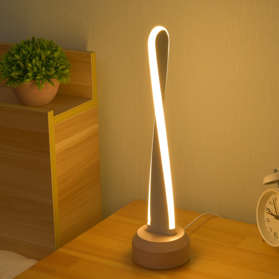 Elliptical Spiral Strip Beech Table Lamp