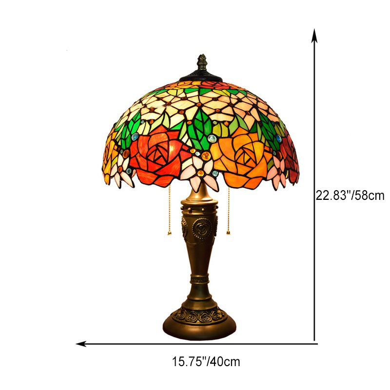 Rose Umbrella Resin Stained 2-Light Table Lamp
