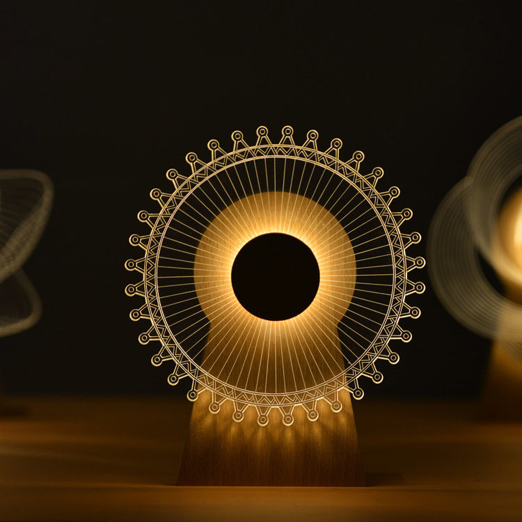 Wood Acrylic Observation Wheel Table Lamp