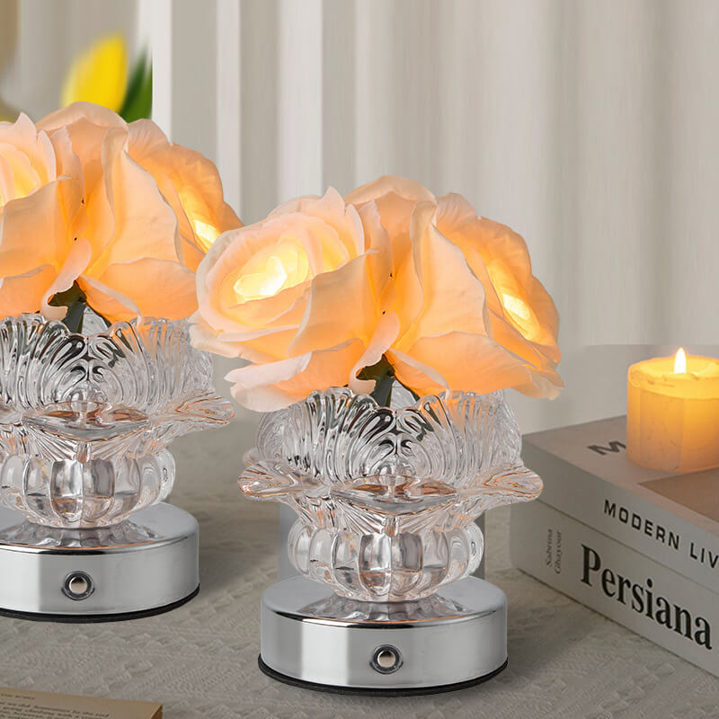 Decorative Rose Metal Glass Table Lamp