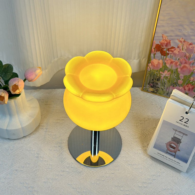 Iron Glass Tulip Flower Table Lamp