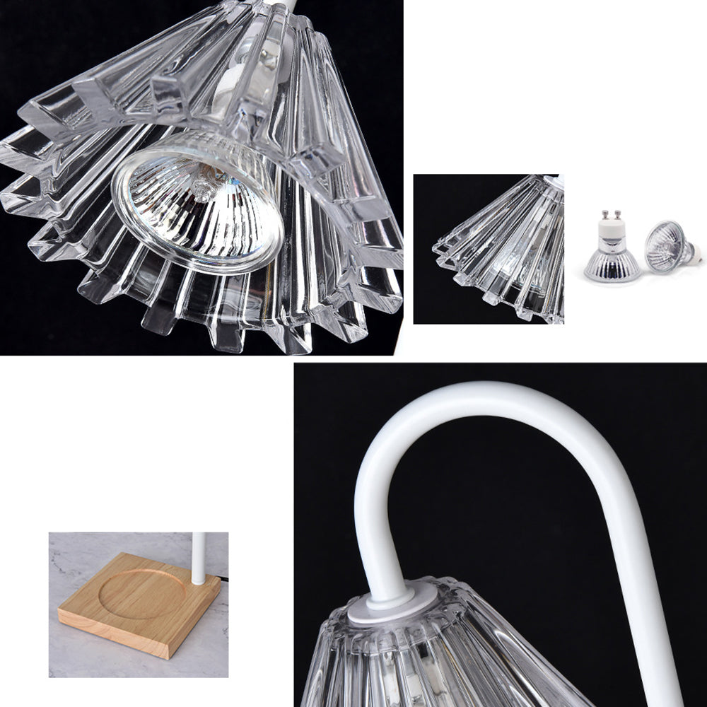 Round Wood Iron Glass Table Lamp