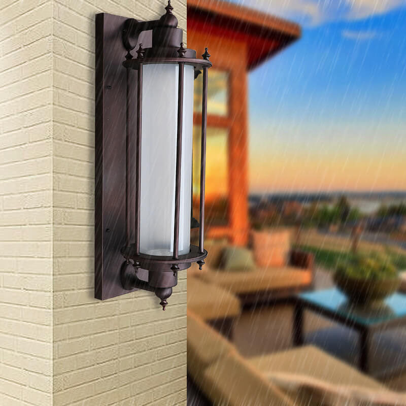 Cylinder Iron Glass Garden Outdoor Light