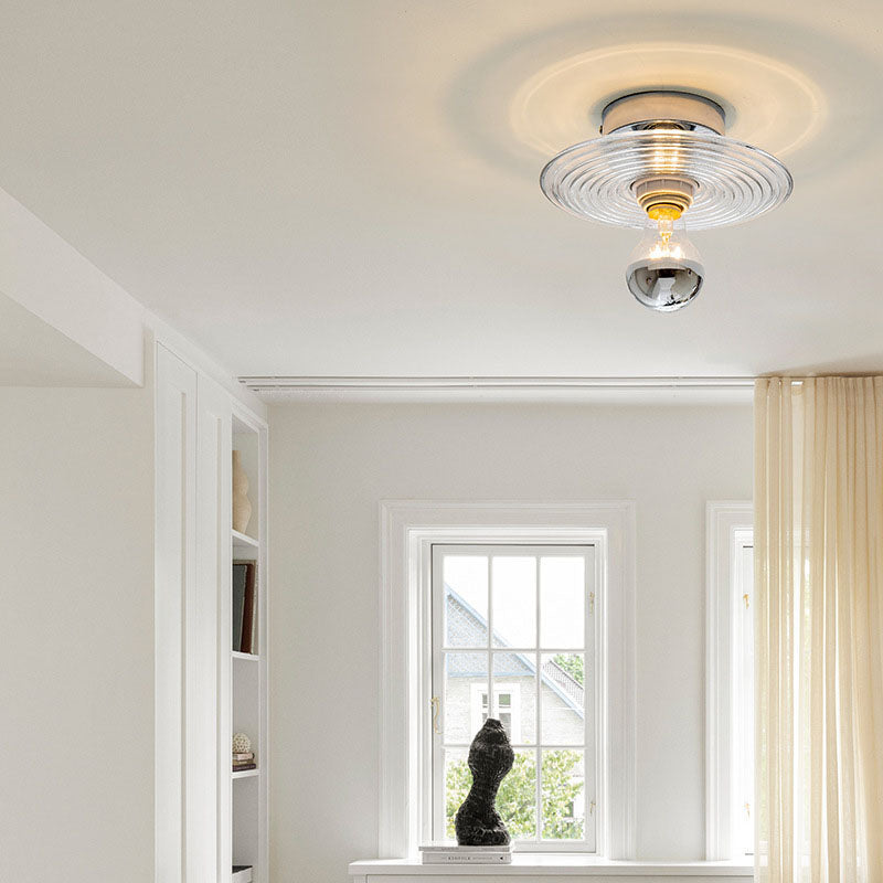 Wave Pattern Round Glass Wall Lamp
