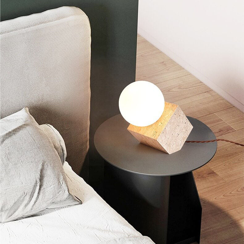 Nostalgic Yellow Travertine Inclined Table Lamp