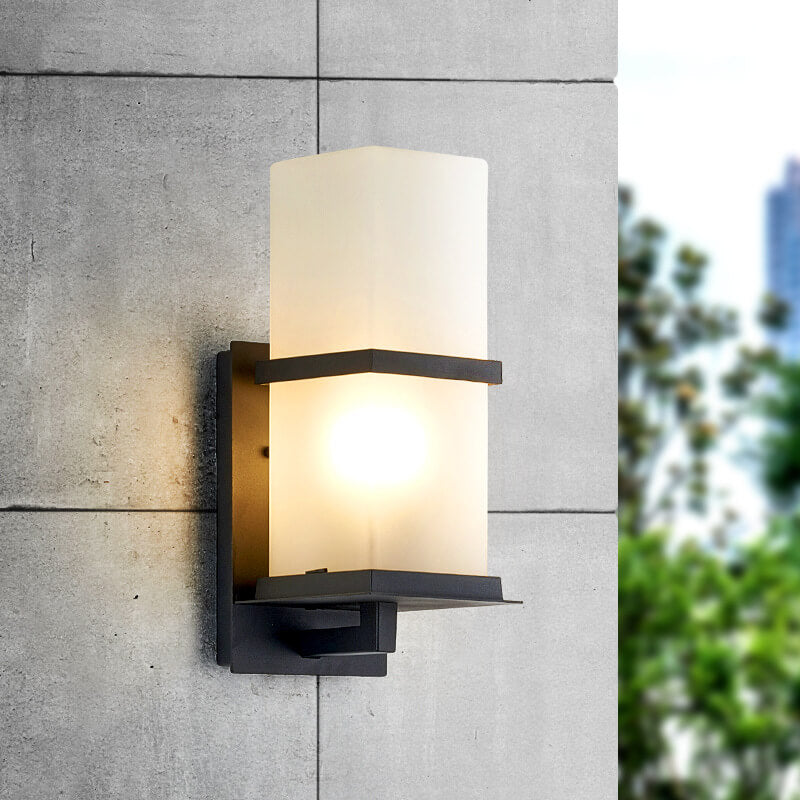 Column Frosted Glass Outdoor Light
