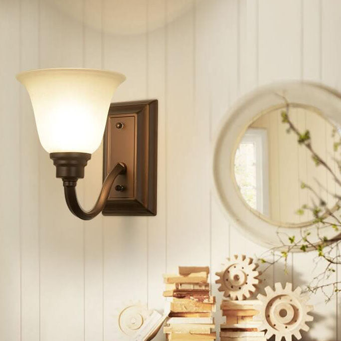 Iron Frame Floral Glass Wall Lamp