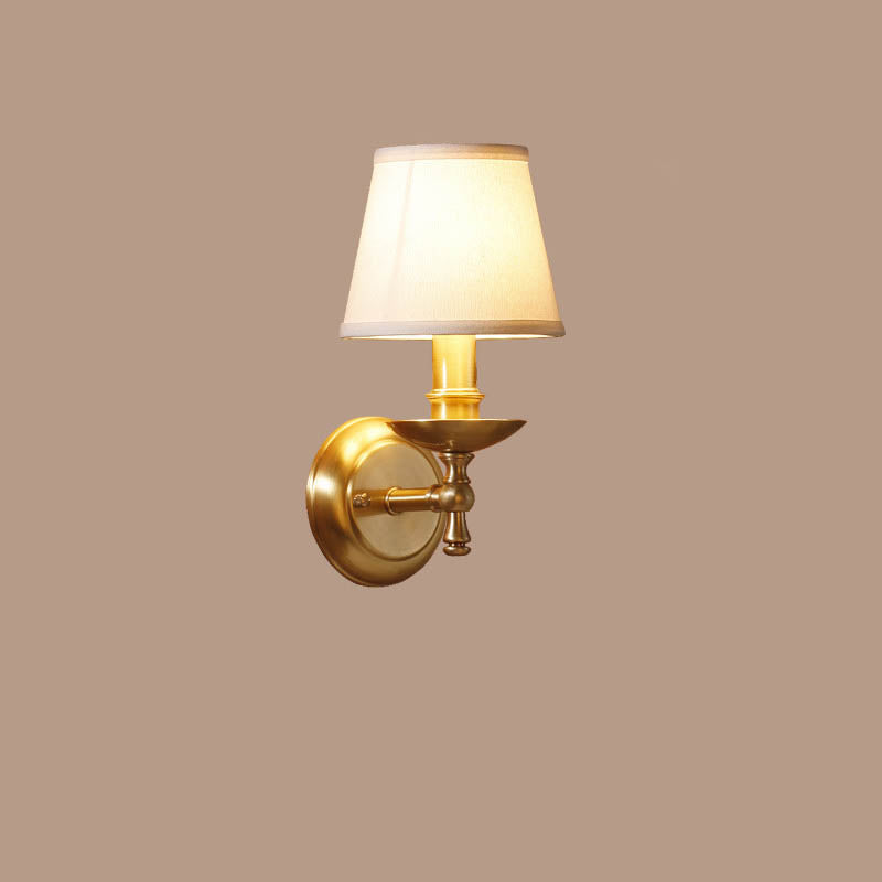 Trapezoidal Candelabra Copper Fabric Wall Lamp