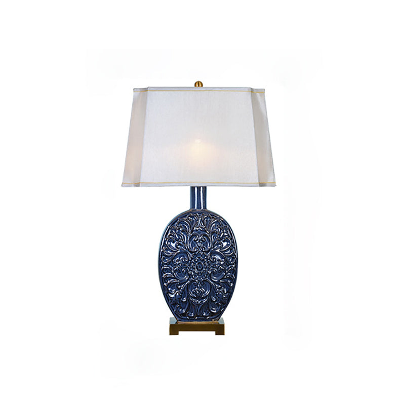 Oval Ceramic Fabric Lampshade Table Lamp