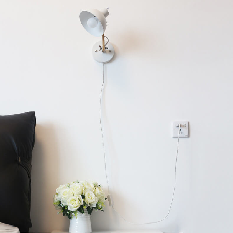Iron Semicircle Wooden Arm Wall Lamp