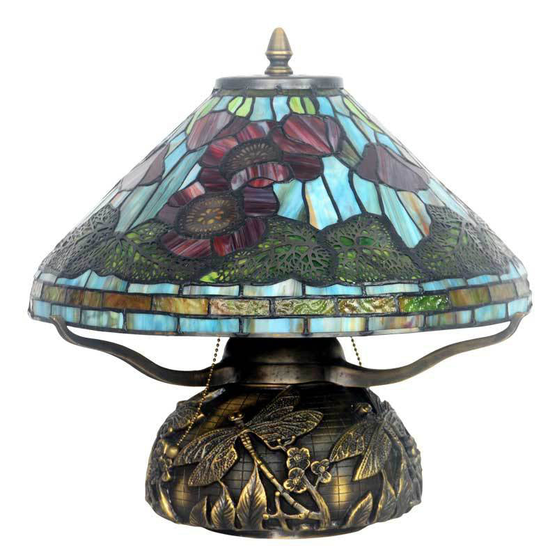 Flower Stained Glass Copper 2-Light Table Lamp