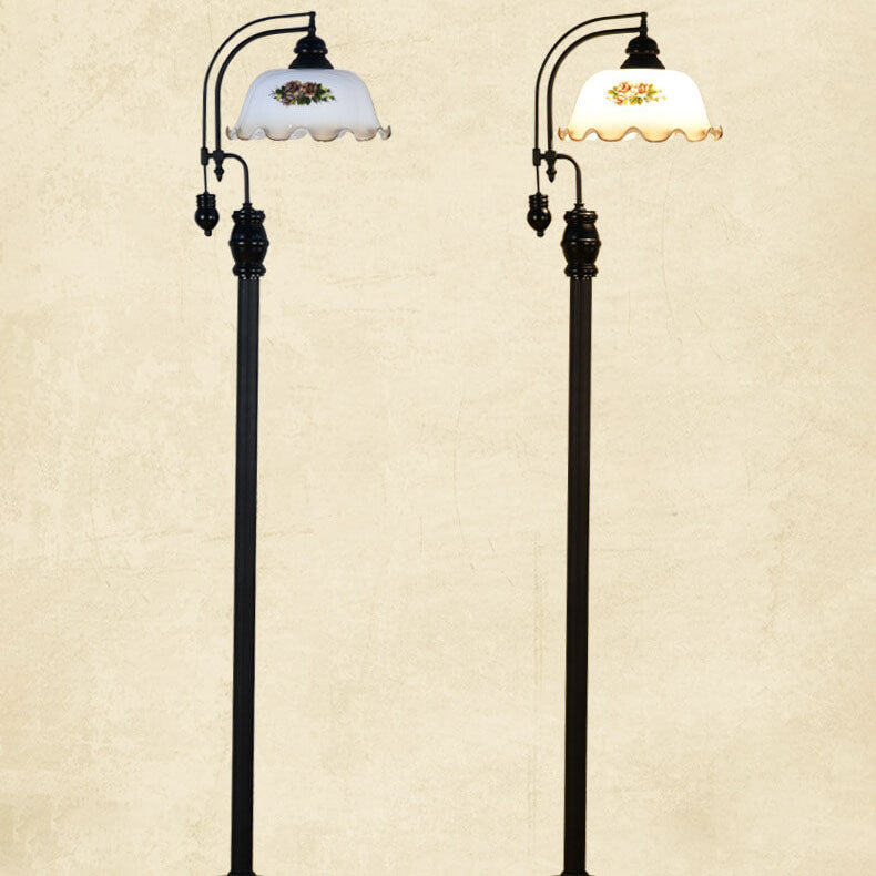 Iron Flower Bud Glass Floor Lamp