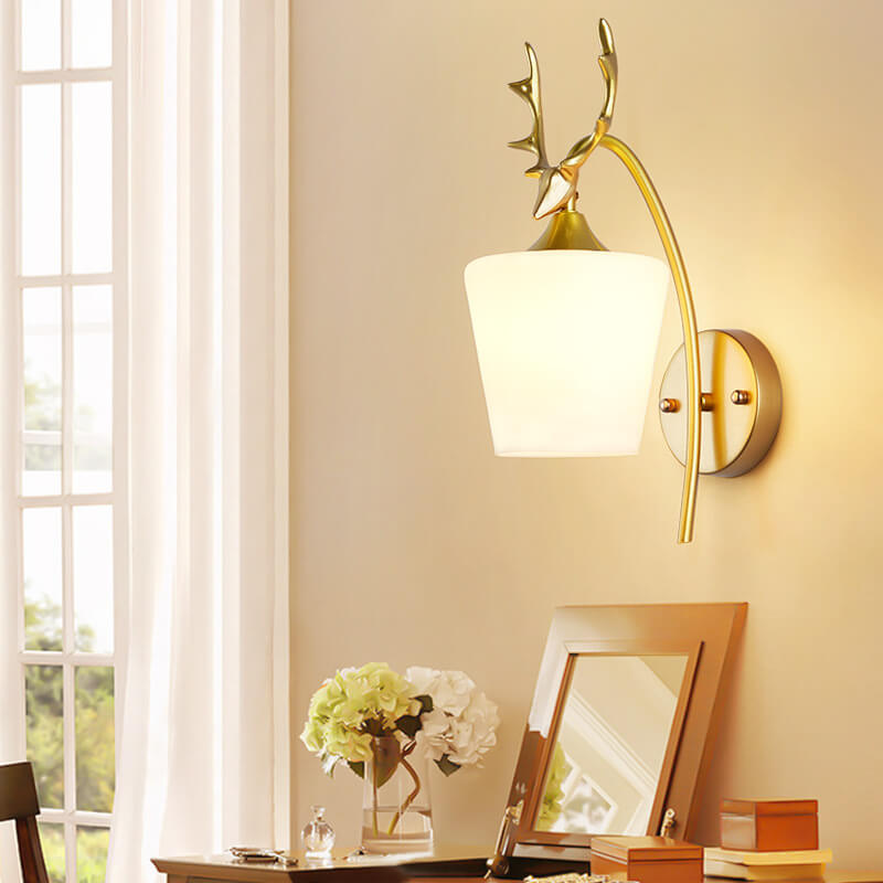 Antler Glass Cone Living Wall Lamp