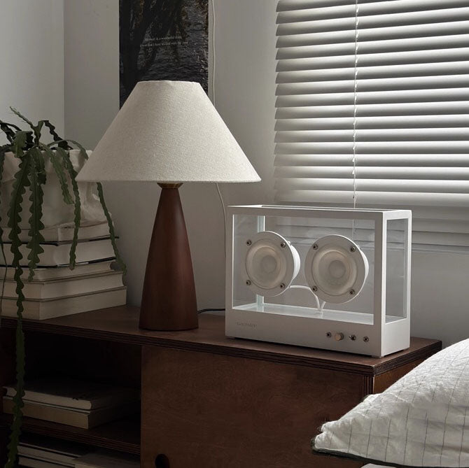 Tapered Solid Wood PVC Table Lamp