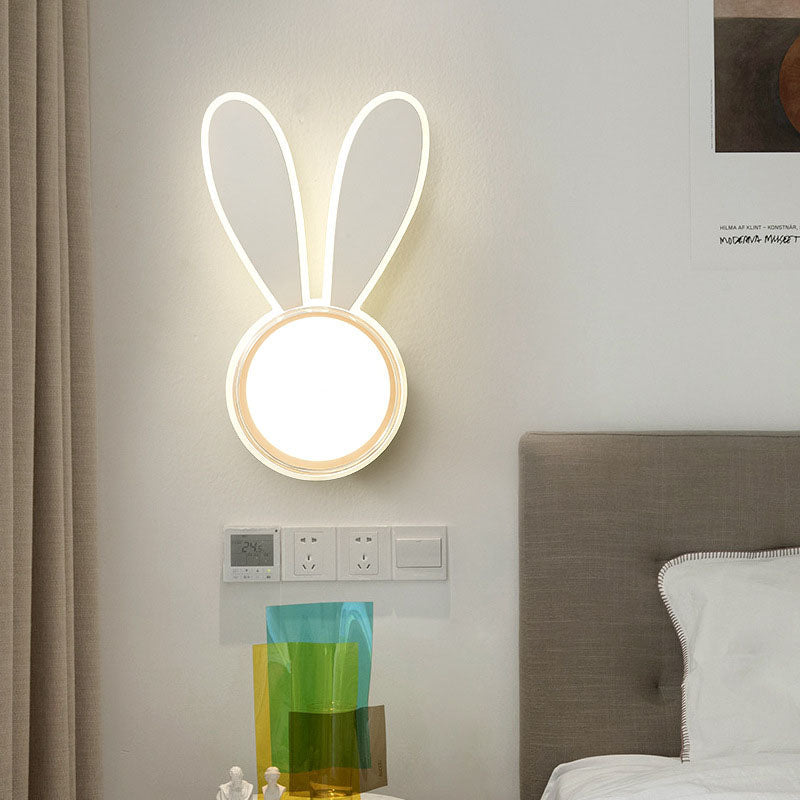 Rabbit Round Acrylic Bedroom Wall Lamp