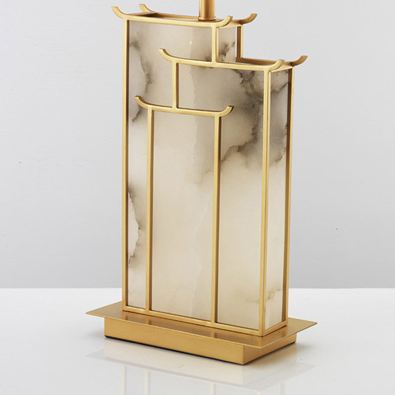 Fabric Square Marble Home Table Lamp