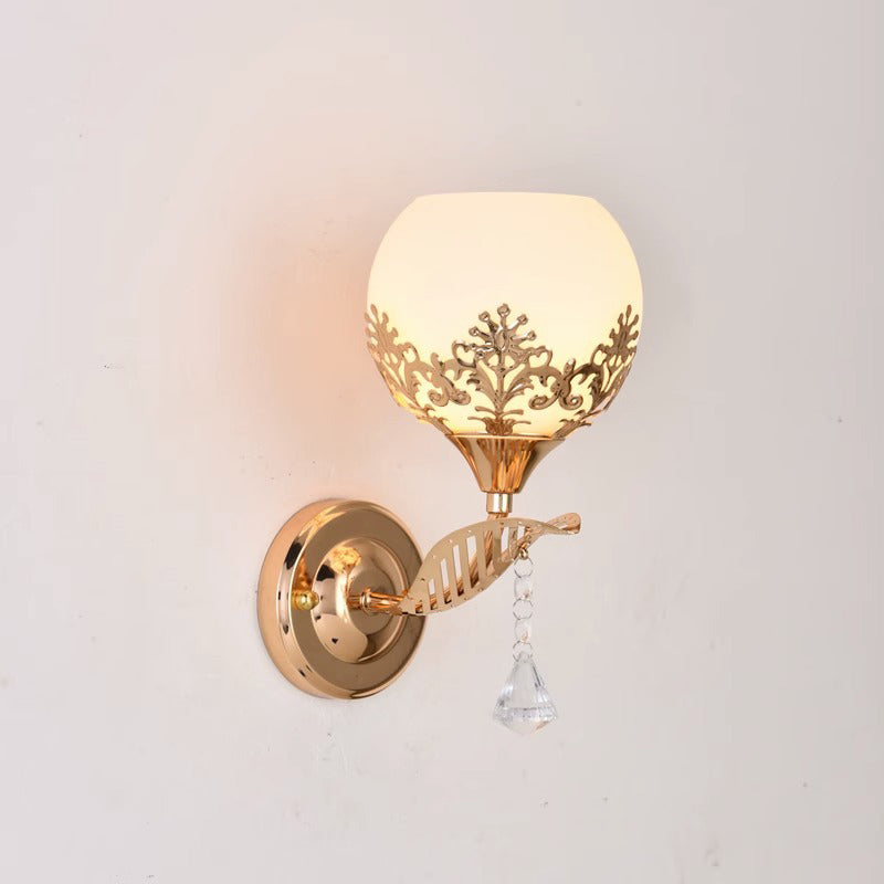 Round Flower Iron Glass Wall Lamp