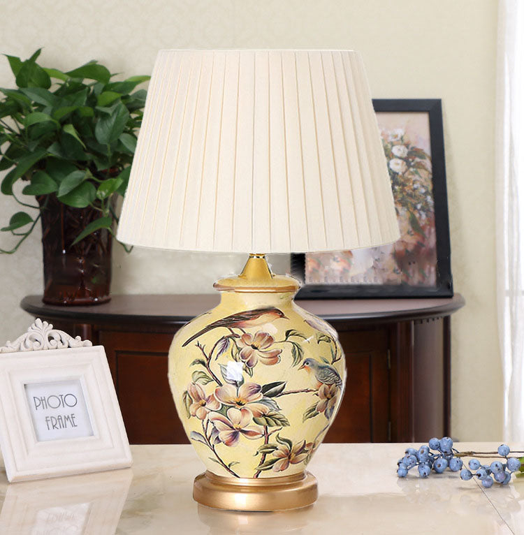 Bird Vase Ceramic Fabric Table Lamp