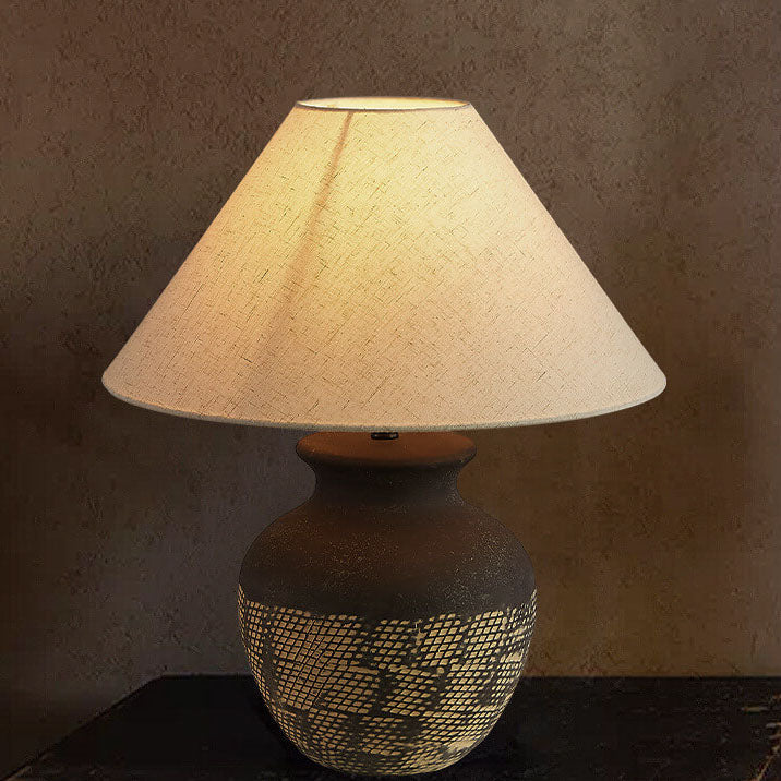 Fabric Ceramic Jar Study Table Lamp