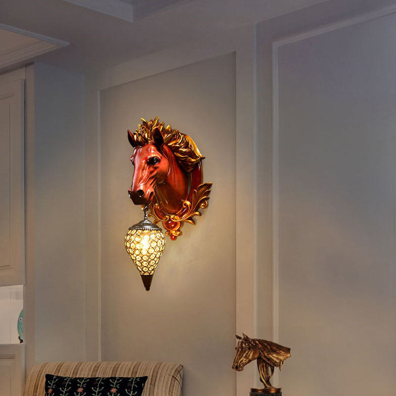 Eclectic Resin Horse Head Wall Lamp