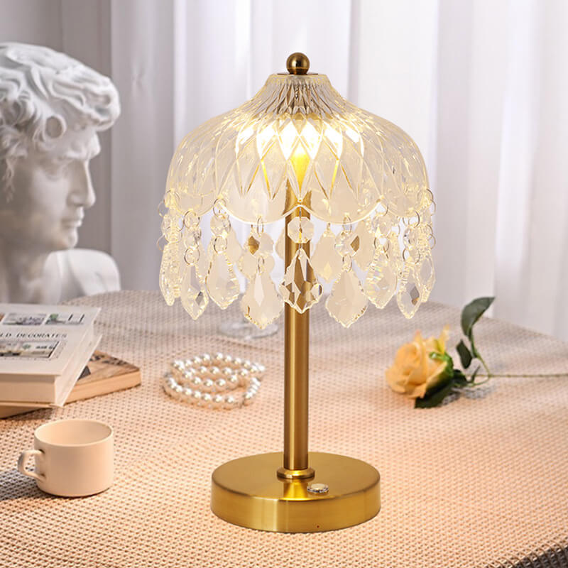Crystal Glass Umbrella Table Lamp