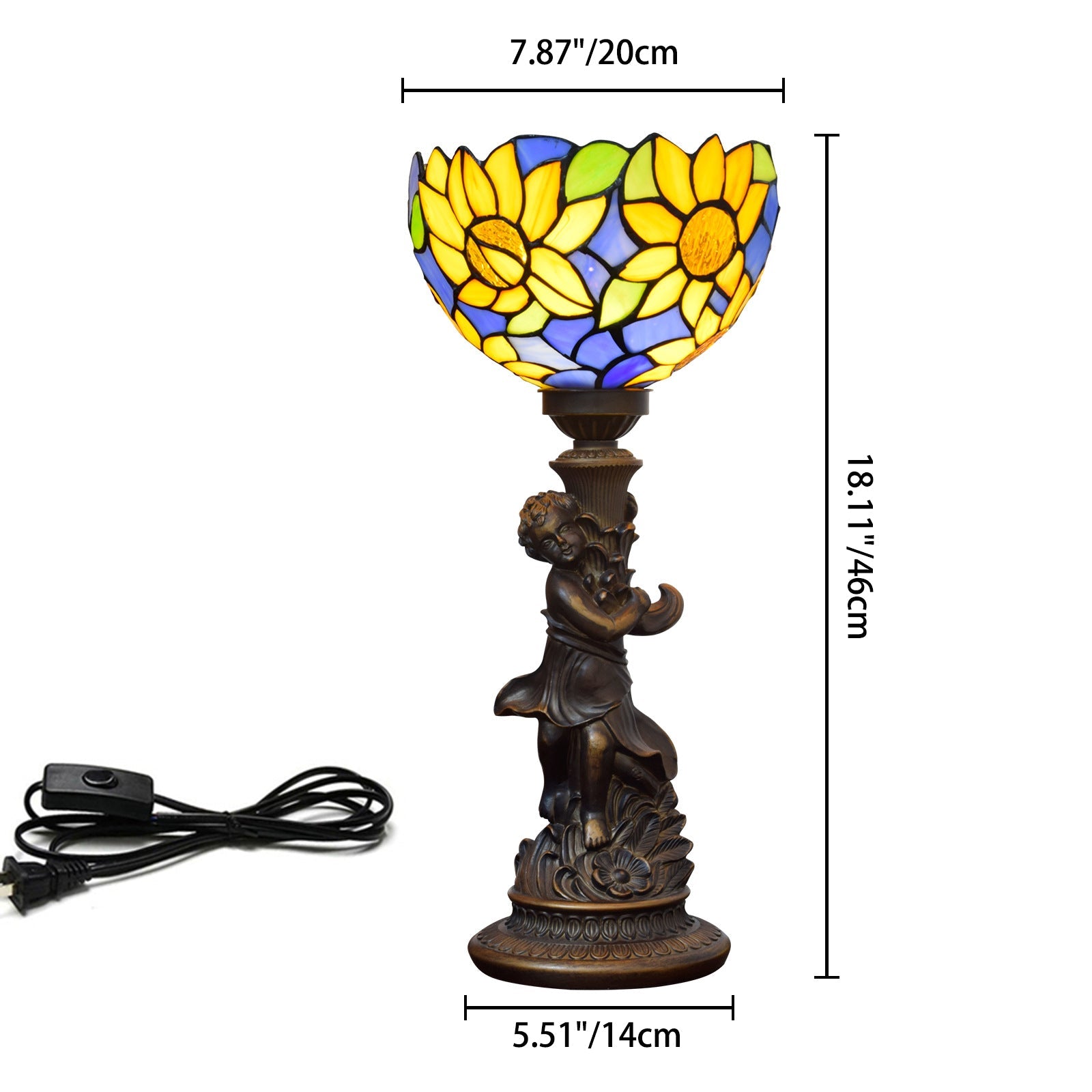 Resin Glass Hemispheric Sunflower Table Lamp