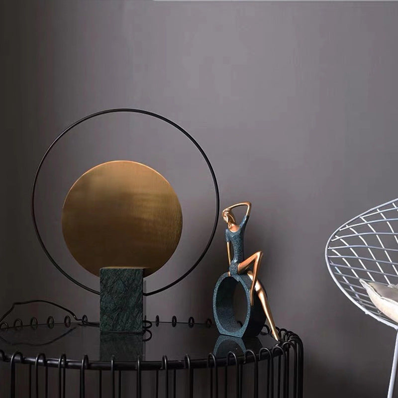 Circle Metal Ring Marble Table Lamp
