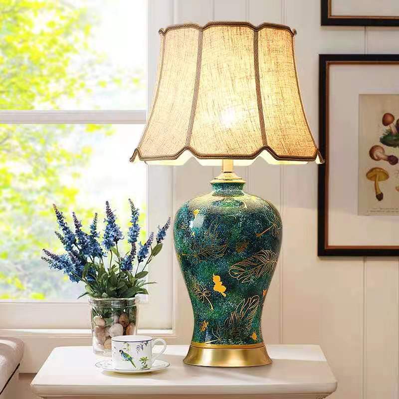 Fabric Ceramic Vase Home Table Lamp