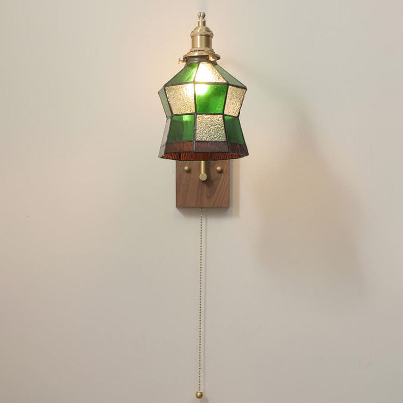 Green Mosaic Glass Cone Wall Lamp