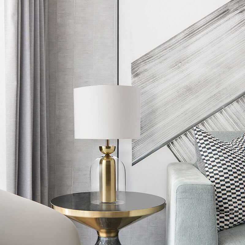 Fabric Cylinder Glass Table Lamp